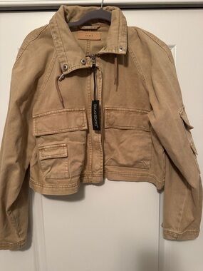 Blank NYC Cropped Cargo Jacket in Tan